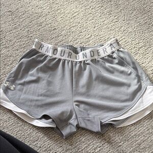 Under Armour Light Gray Women's Athletic Shorts with White Trim